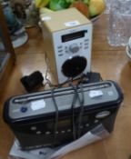 DAB RADIO, IN WOOD EFFECT CASE AND A ROBERTS PORTABLE RADIO (2)