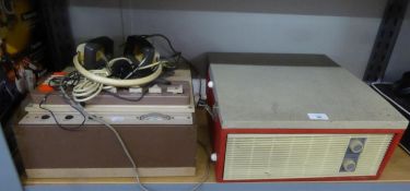 TRUVOX REEL TO REEL TAPE RECORDER, PAIR OF EAR PHONES AND AN UNBRANDED CIRCA 1960's ENGLISH MADE