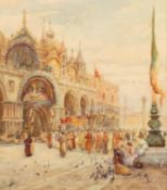 JAMES WILLIAM MILLIKEN (act. 1887-1930) WATERCOLOUR DRAWING Religious procession in front of St.