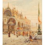 JAMES WILLIAM MILLIKEN (act. 1887-1930) WATERCOLOUR DRAWING Religious procession in front of St.