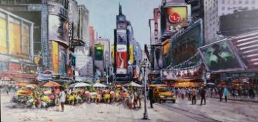 HENDERSON CISZ (b.1960) ARTIST SIGNED LIMITED EDITION COLOUR PRINT ON BOX CANVAS ?Time Square in