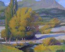 HAROLD W CRITCHLEY (1925-2001) OIL PAINTING ON CANVAS LAID ON BOARD 'Indian Summer, Alps' Signed