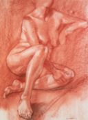 SAM DALBY (TWENTIETH/ TWENTY FIRST CENTURY) RED CHALK DRAWING Seated female nude Signed and dated (