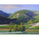 HAROLD W CRITCHLEY (1925-2001) OIL PAINTING ON CANVAS A French landscape with vineyard Signed