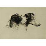 R B E WOODHOUSE ARTIST SIGNED ETCHING Head portraits of two dog, ?The Rough with the Smooth? 5? x 7?