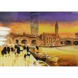 PETER J RODGERS (MODERN) WATERCOLOUR DRAWING ?Evening Light-Manchester? Signed, titled to gallery
