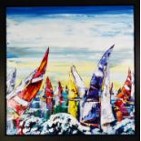 MAYA EVENTOV (b.1965) IMPASTO OIL ON CANVAS ?Bright Sails VI? Unsigned, titled and attributed to