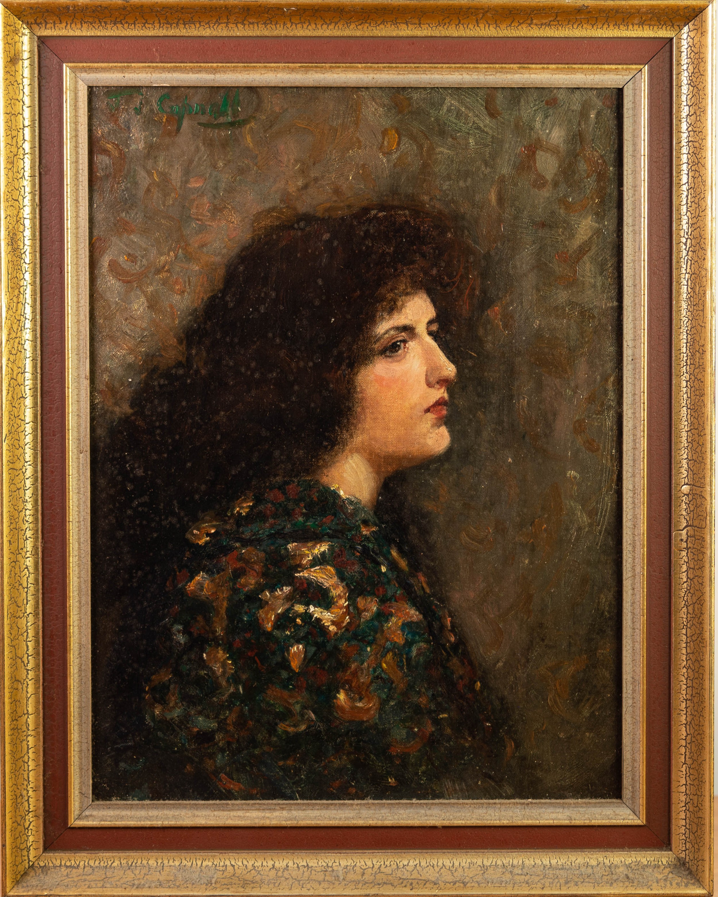 FRANK THOMAS COPNALL (1870-1949) OIL PAINTING ON CANVAS Bust portrait of a young lady, possibly - Image 2 of 2