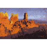 ROLF HARRIS (b.1930) ARTIST SIGNED LIMITED EDITION COLOUR PRINT ON CANVAS ?Monument Valley? (28/125)