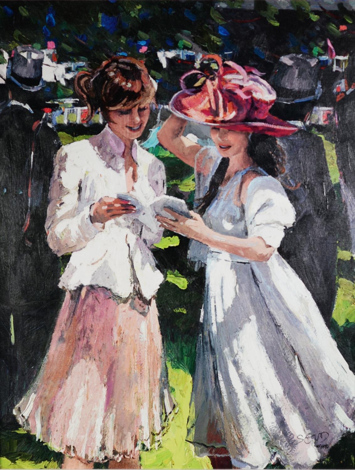 SHEREE VALENTINE DAINES (b.1959) ARTIST SIGNED LIMITED EDITION COLOUR PRINT ?Royal Ascot Ladies