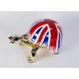 DIEDERIK VAN APPLE (b.1985) LIMITED EDITION RESIN SCULPTURE OF A ?GOLDEN PEACE TURTLE? ?Union Jack?,