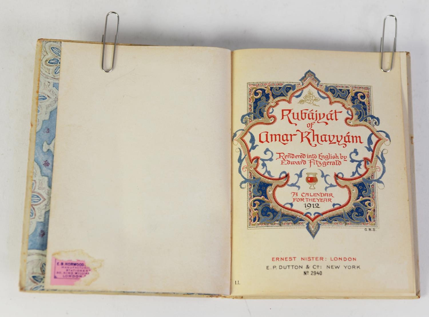 Edward Heron Allen - THE RUBA?IYAT of Omar Khayyam, A Facsimile of the MS in the Bodleian Library, - Image 2 of 3