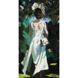 SHEREE VALENTINE DAINES (b.1959) OIL ON BOARD ?Taking a Moment? Initialled, titled to gallery