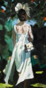 SHEREE VALENTINE DAINES (b.1959) OIL ON BOARD ?Taking a Moment? Initialled, titled to gallery