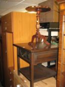 A TRIPOD WINE TABLE AND AN OBLONG OCCASIONAL TABLE WITH SINGLE DRAWER AND SHELF BELOW (2)