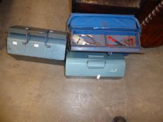 THREE METAL CANTILEVER TOOL BOXES AND CONTENTS
