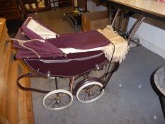 REDGATE?S TOY SHOP, SHEFFIELD, SILVER CROSS TYPE, COACH BUILT, VINTAGE DOLL?S PRAM WITH HOOD AND SUN