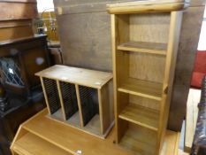 A PINE CD RACK AND ANOTHER SMALLER (2)