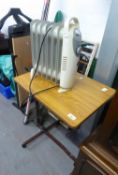 AN INVALID?S OVERBED TABLE AND A SMALL COLUMNAR ELECTRIC HEATER (2)