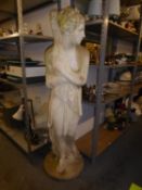 A CAST AGGREGATE LIFE-SIZE FIGURE OF VENUS BATHING, ON CIRCULAR BASE, 5?3? HIGH