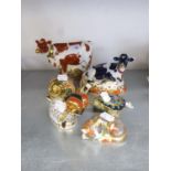 SIX MODERN ROYAL CROWN DERBY PORCELAIN JAPAN DECORATED MODELS comprising; 'Daisy Cow', 'Friesian Cow