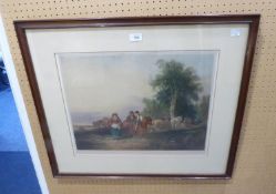 T. HAMILTON CRAWFORD  COLOUR MEZZOTINT  'THE GYPSY ENCAMPMENT'  SIGNED IN PENCIL AND WITH BLIND-