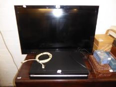 SONY BRAVIA WALL MOUNTED FLAT SCREEN TELEVISION, 32? SCREEN AND A DVD PLAYER (2)