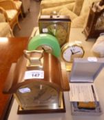 ACCTIM, METAMEC AND BIRKS QUARTZ MANTEL CLOCKS, RHYTHM QUARTZ MINIATURE CARRIAGE CLOCK, IN CASE, AND