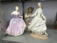 MODERN LLADRO PORCELAIN MODEL of a young lady with infant, ANOTHER of a young lady losing her