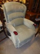 MOTION FURNITURE LTD., ?CELEBRITY? ELECTRICALLY ADJUSTABLE WINGED LOUNGE CHAIR, COVERED IN GREY/
