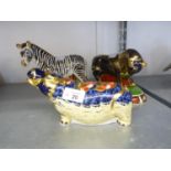 THREE MODERN ROYAL CROWN DERBY PORCELAIN JAPAN DECORATED ANIMALS comprising; 'Zebra', 'Hippopotamus'