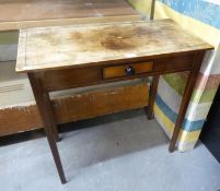 19TH CENTURY MAHOGANY OBLONG WRITING TABLE WITH ONE SMALL DRAWER ON SQUARE TAPERING LEGS, 2?6? WIDE