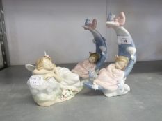 MODERN LLADRO PORCELAIN MODEL of an Angel asleep, ALSO DUPLICATE MODELS of a child asleep on a