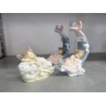 MODERN LLADRO PORCELAIN MODEL of an Angel asleep, ALSO DUPLICATE MODELS of a child asleep on a