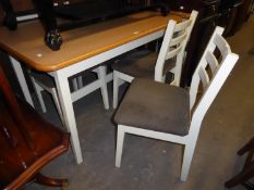 H J BERRY FOR JOHN LEWIS, OBLONG KITCHEN TABLE WITH LIGHT OAK OBLONG TOP, ON WHITE UNDER FRAME AND