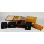 MICROSCOPE SLIDE BOX to take 100 slides, with index to lid underside, ANOTHER with four internal