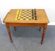 VICTORIAN WALNUTWOOD INLAID CHESS BOARD TOP OBLONG TABLE, with rounded corners, drawers to each end,