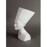 ROSENTHAL, GERMANY, PARTLY GLAZED BISQUE PORCELAIN HEAD OF NEFERTITI, 11 1/4in (28.5cm) high (c/r