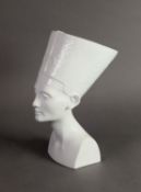 ROSENTHAL, GERMANY, PARTLY GLAZED BISQUE PORCELAIN HEAD OF NEFERTITI, 11 1/4in (28.5cm) high (c/r