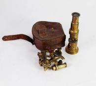 STANLEY G.T. TURNER, LONDON, SMALL SEXTANT, in leather case, together with a STUDENT?S BRASS