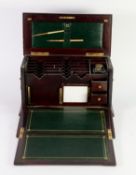 LATE VICTORIAN SHERATON REVIVAL INLAID MAHOGANY STATIONERY BOX, well fitted interior with inkwell,