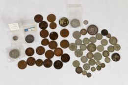 VICTORIA SILVER CROWN, 1889 (F) together with a SELECTION OF VICTORIAN & GEORGE V SILVER COINAGE,