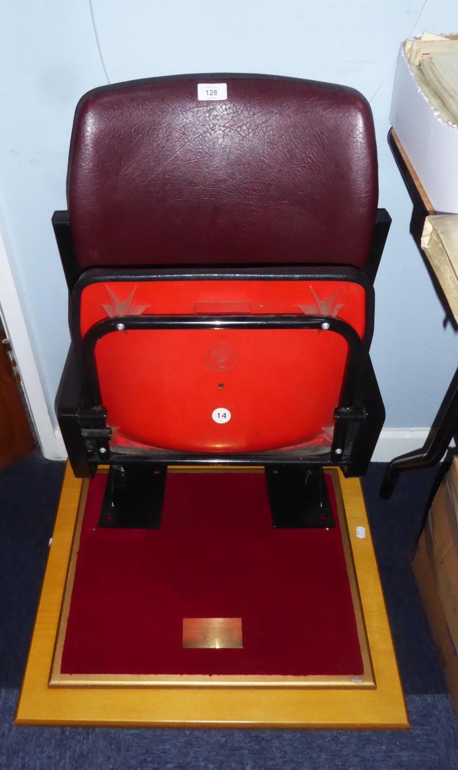 OFFICIAL ROYAL BOX FOLD-UP INDIVIDUAL SEAT FROM ORIGINAL WEMBLEY STADIUM - ROW A, SEAT 14, with