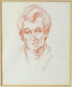 MARY D. BROWN 20th CENTURY RED CHALK DRAWING - Ashkenazy, head and shoulders portrait, signed, title