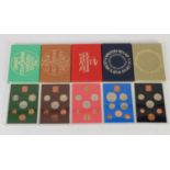 FIVE ROYAL MINT PROOF SETS - Coinage of Great Britain & Northern Ireland, encapsulated in plastic