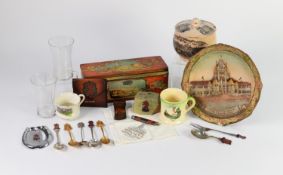 SELECTION OF ITEMS RELATING TO VARIOUS SCOTTISH EXHIBITIONS, to include seven spoons (one silver)