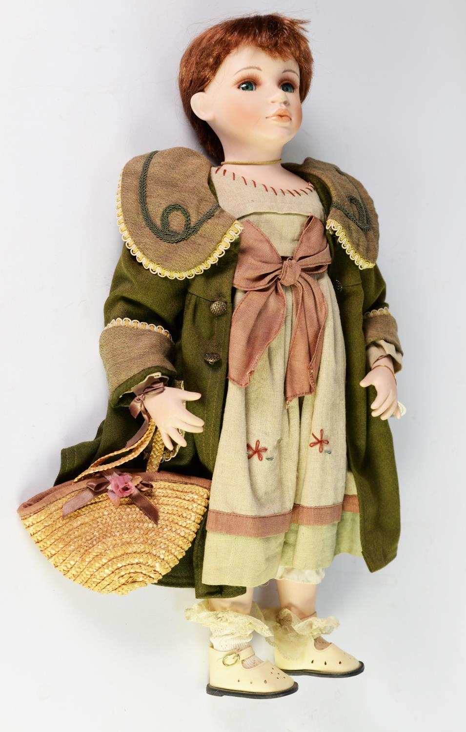 BOXED LEONARDO COLLECTION CERAMIC HEADED COLLECTOR'S DOLL with pigtails and holding a teddy bear, - Image 3 of 4