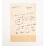 CHURCHILL, CLEMENTINE, AUTOGRAPHED HAND-WRITTEN LETTER DATED APRIL 1943, on two sides of a single