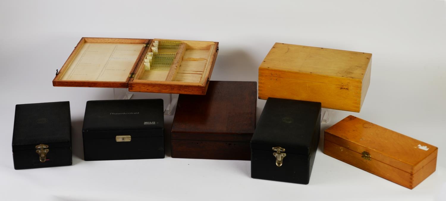 MICROSCOPE SLIDE BOX to take 100 slides, with index to lid underside, ANOTHER with four internal - Image 2 of 2