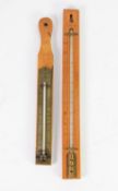 CASARTELLI BROTHERS, LIVERPOOL, WALL MOUNTED BOXWOOD THERMOMETER, together with ANOTHER BY S. WAWSON